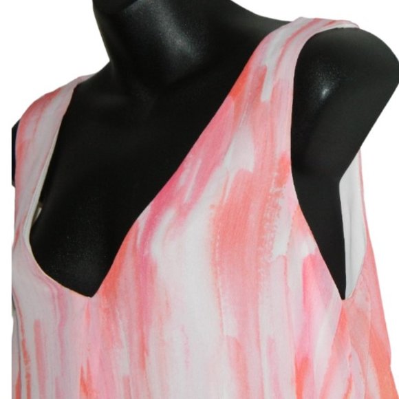 2 for/ $25 Cartise Tie Dye Sleeveless Tank Blouse Peach Pink White Size 10 - Picture 7 of 13